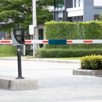 car park barrier of village entrance, automatic entry  security system.