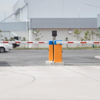 automatic barrier and security system for access conctrol of car park of factory.