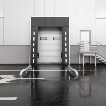 Loading dock for trucks at distribution warehouse
